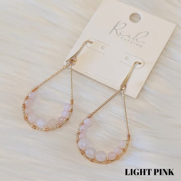 Natural Stone & Gold Teardrop Earrings - Picture 6 of 8